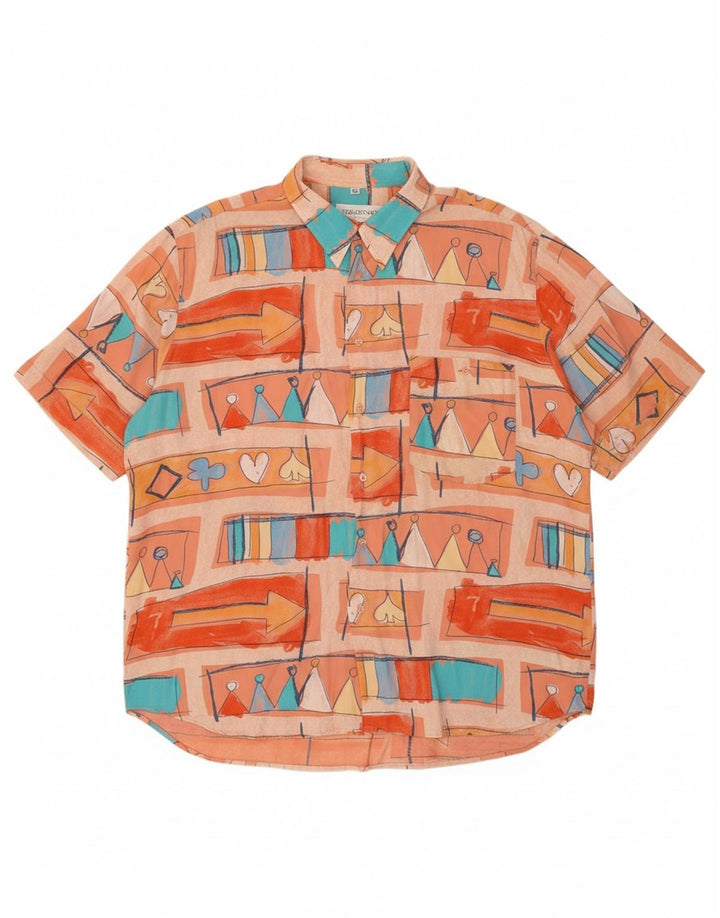 NAZZARENO G. Mens Short Sleeve Shirt XL Multicoloured Geometric