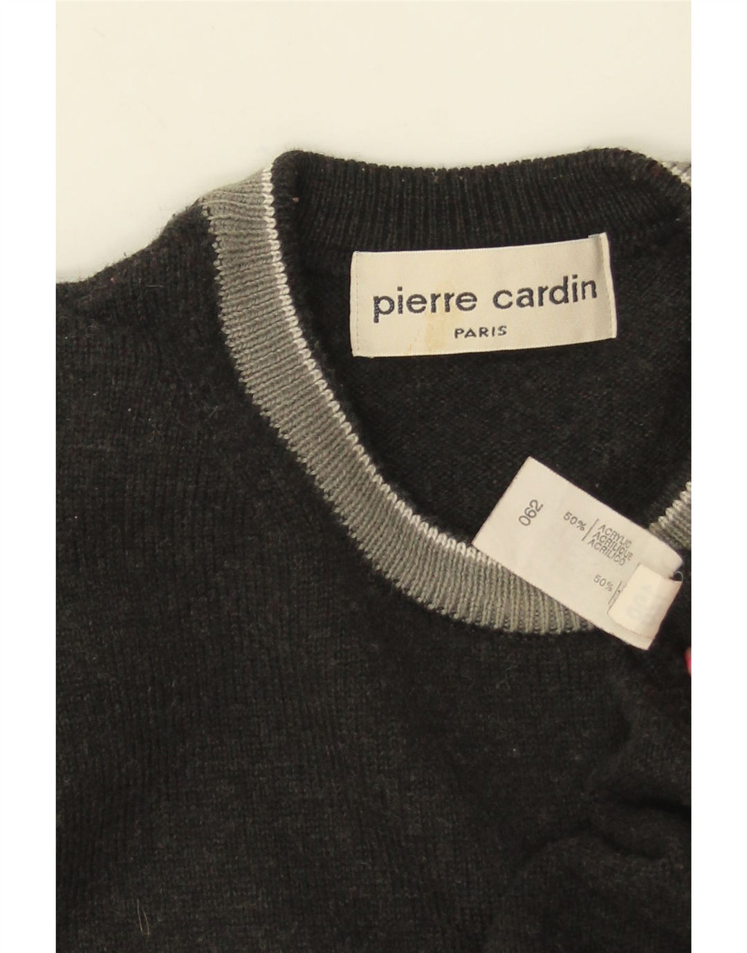 PIERRE CARDIN Herre sweater med rund hals, mellemgrå farveblok