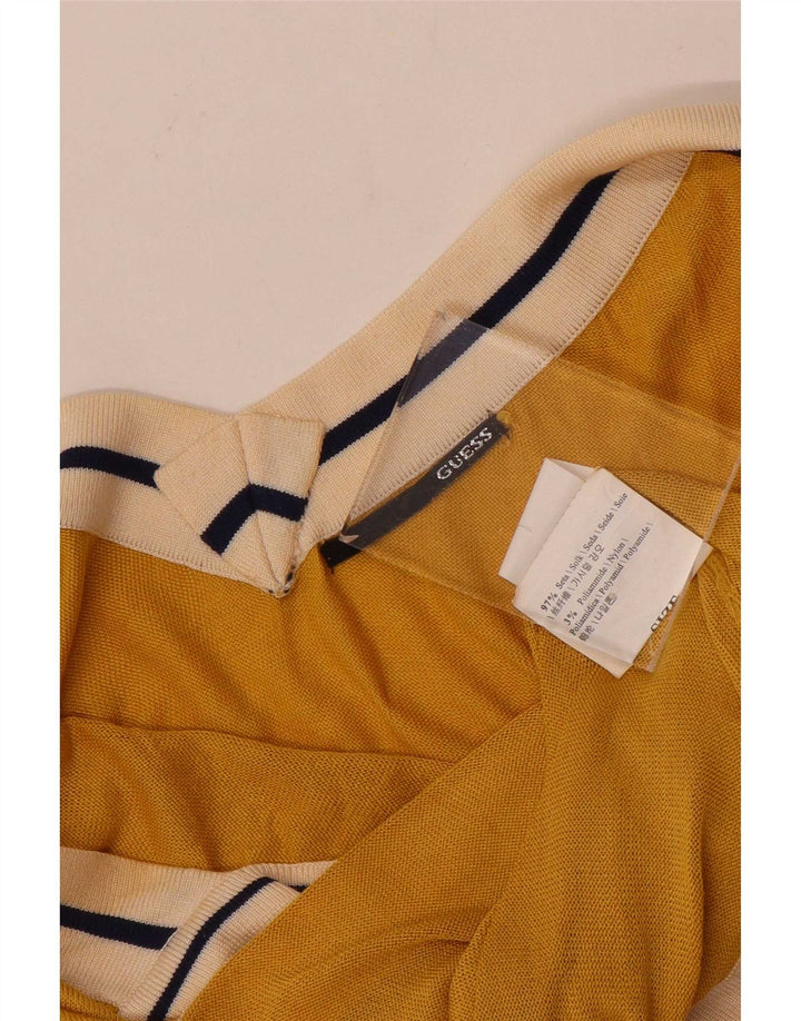 Guess Graphic Halter Top til kvinder UK 12 Medium Yellow Colourblock Silke