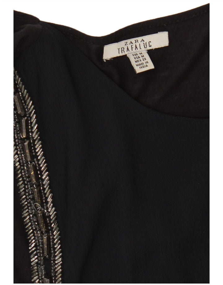 Zara Dame ærmeløs bluse Top UK 12 Medium Sort