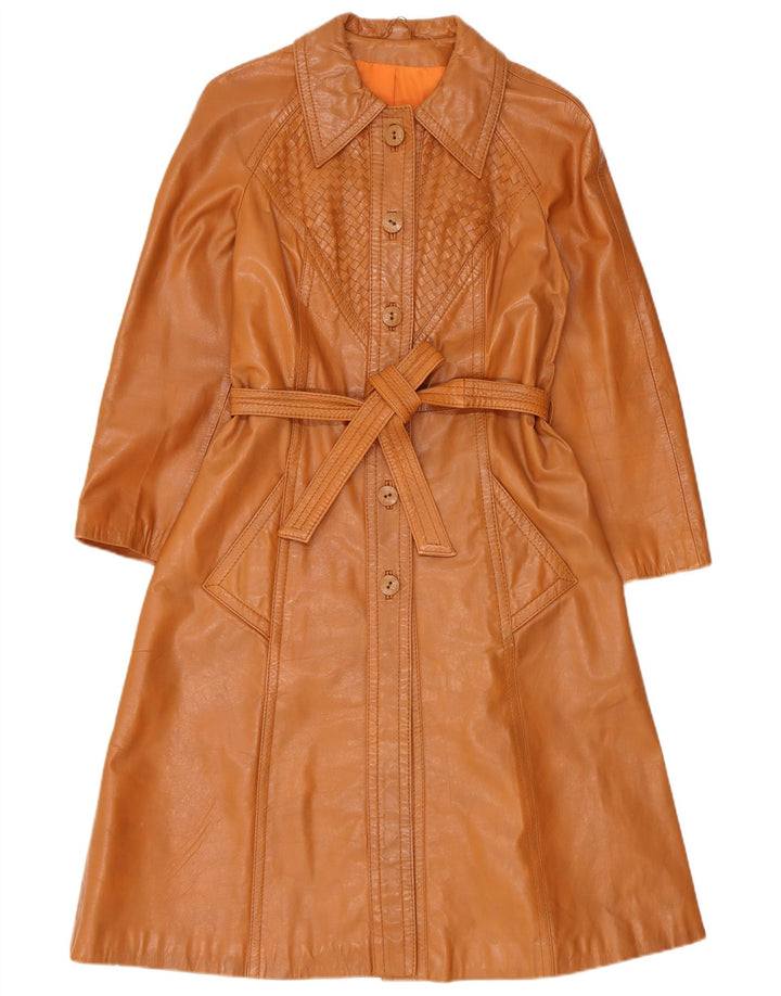 Vintage læderfrakke til kvinder UK 10 Small Beige