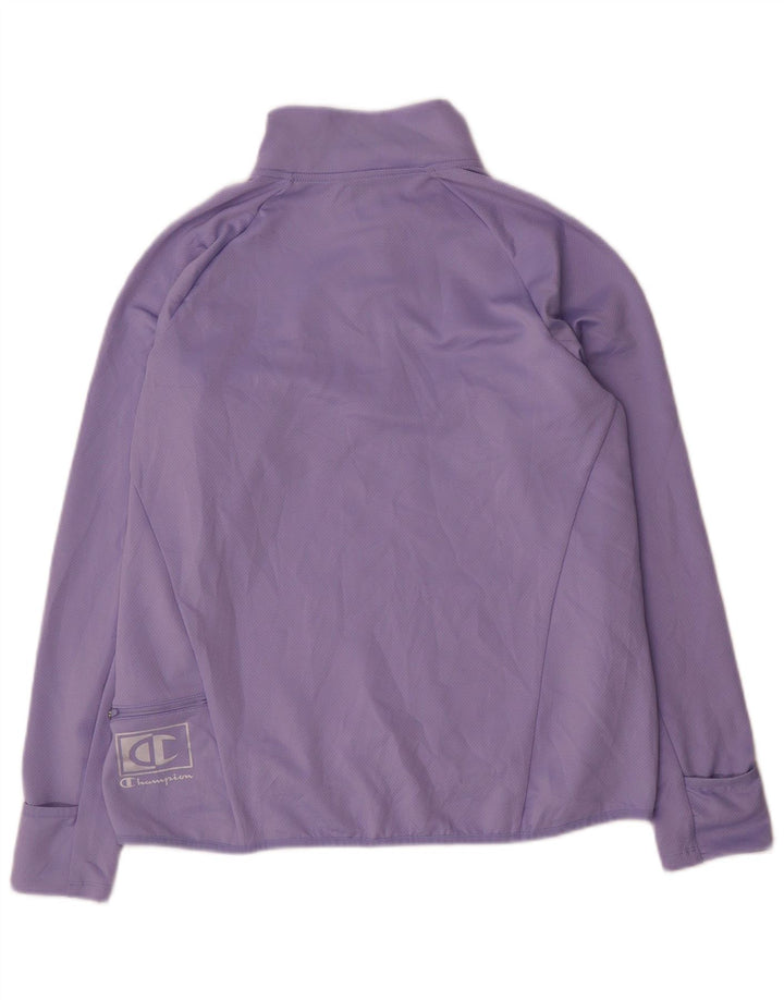 Champion Womens Zip Neck Pullover Tracksuit Top UK 16 Large Purple