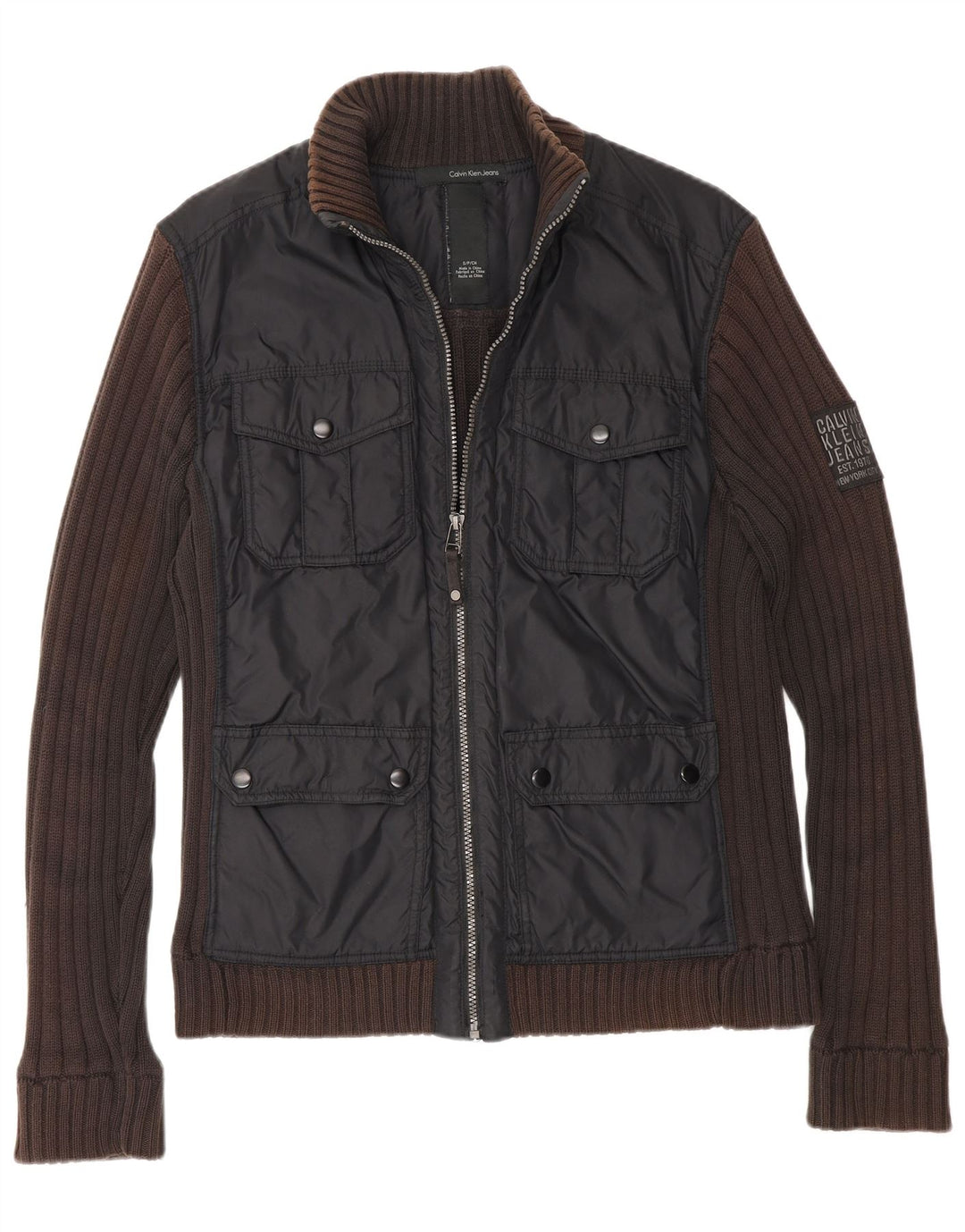 Calvin Klein Jeans Herre Utility Jacket UK 36 Small Brown Colourblock Nylon