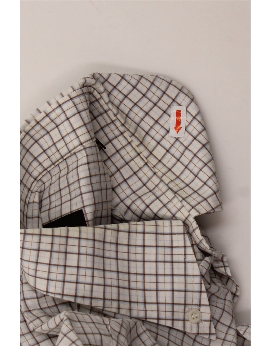 HUGO BOSS Kortærmet Herreskjorte Størrelse 40 15 3/4 Medium Hvid Ternet Bomuld