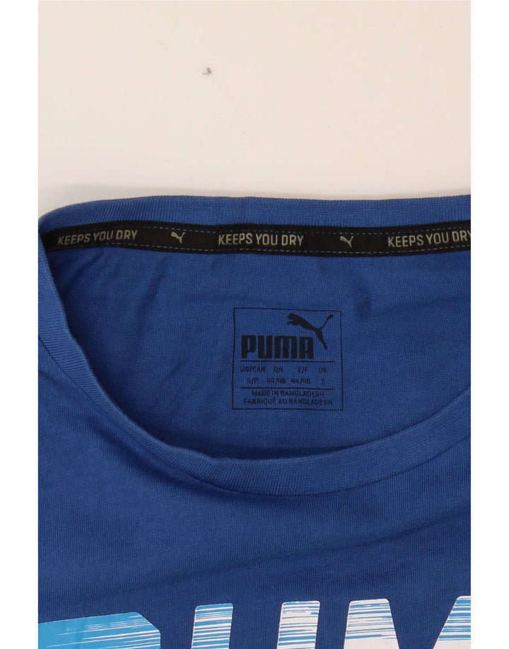 PUMA Mens Graphic T-Shirt Top Small Blue Cotton Vintage Puma and Second-Hand Puma from Messina Hembry 