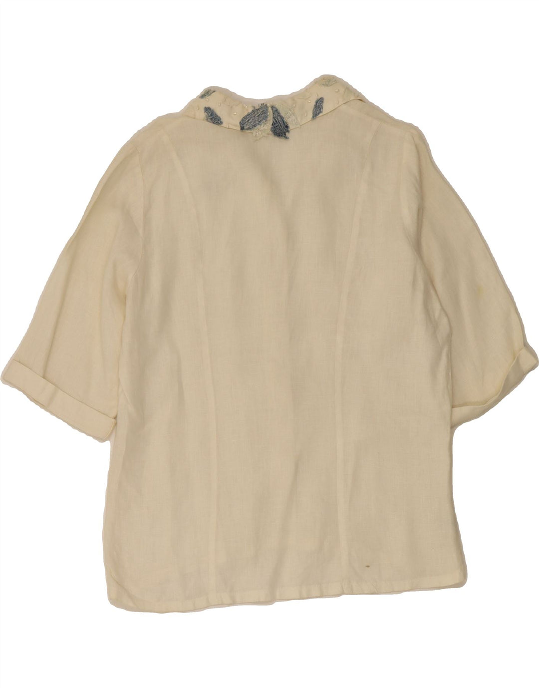 MARILA Womens Short Sleeve Shirt Blouse UK 14 Medium White Linen Vintage Marila and Second-Hand Marila from Messina Hembry 