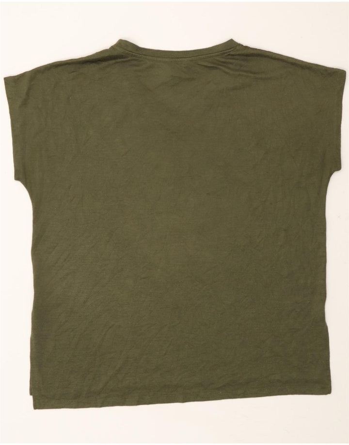 ORVIS Womens T-Shirt Top UK 16 Large Khaki Polyester Vintage Orvis and Second-Hand Orvis from Messina Hembry 
