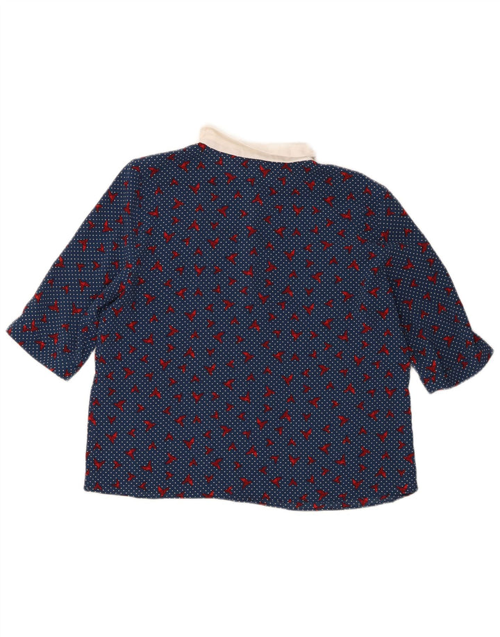 Zara Dame Trafaluc Bluse Top UK 14 Medium Blue Spotted Polyester