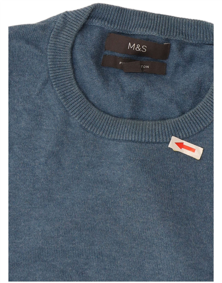 Marks & Spencer Herre sweater med rund hals, mellemblå bomuld