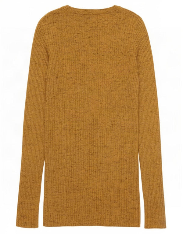 Zara Dame Langærmet Jumper Kjole UK 12 Medium Gul Flecked