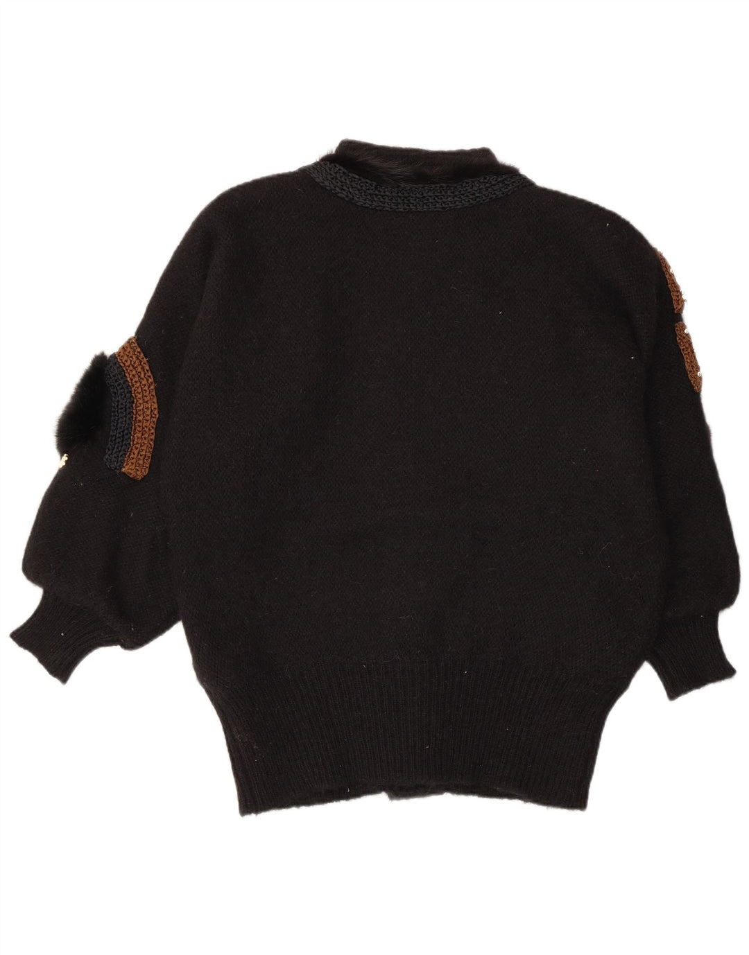 VINTAGE kvinders abstrakt mønster cardigan sweater EU 42/44 Large Black