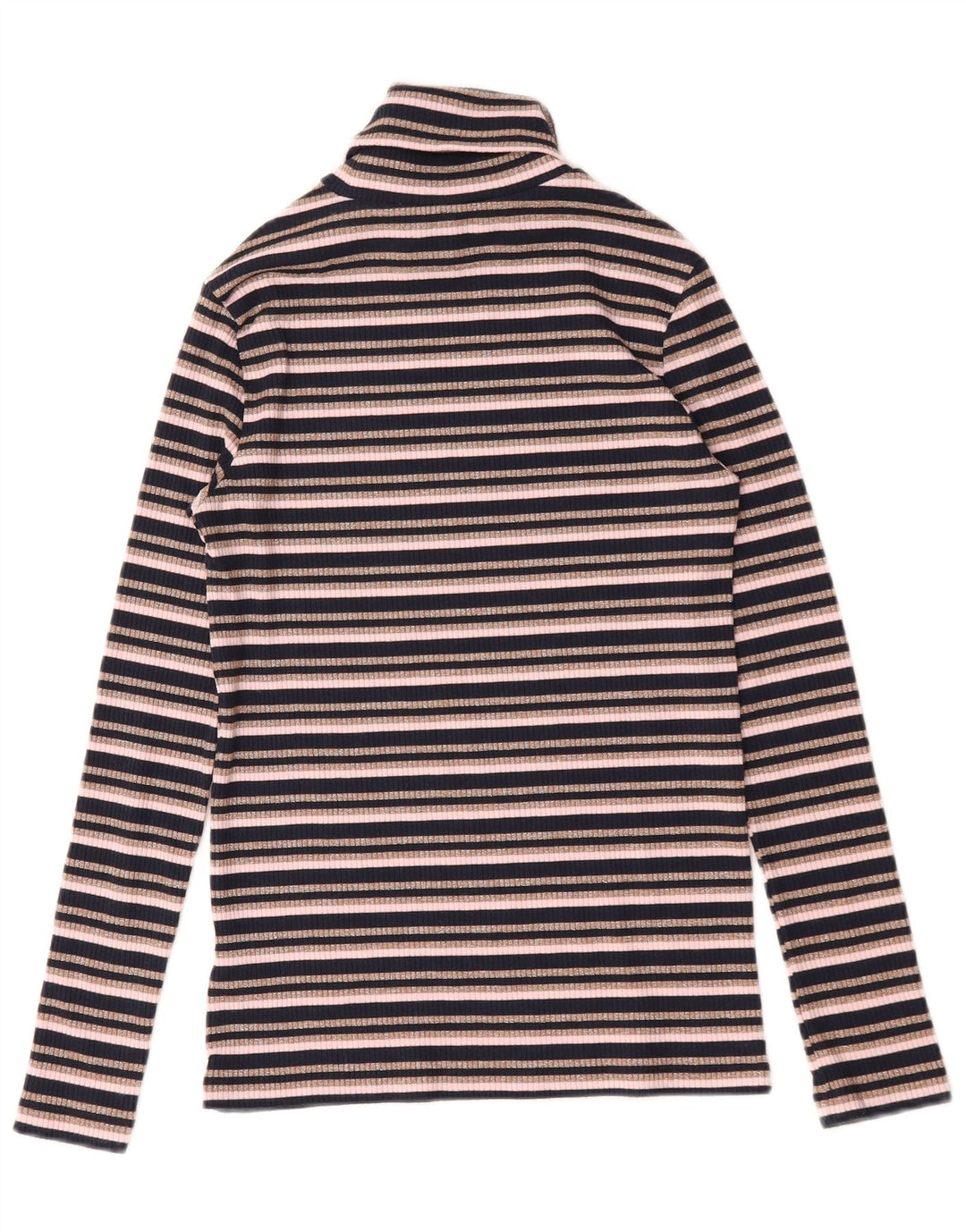 Marks & Spencer Dame Roll Neck Top Langærmet UK 10 Lille Sort Stribet