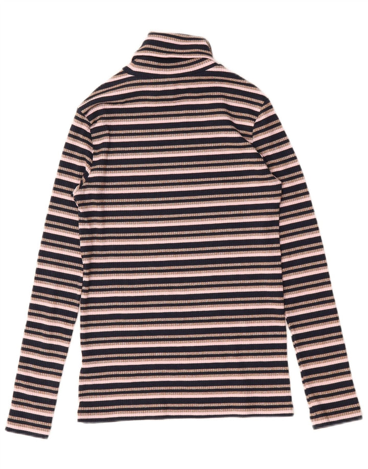Marks & Spencer Dame Roll Neck Top Langærmet UK 10 Lille Sort Stribet