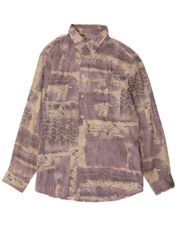 VINTAGE Herreskjorte str. 16 16 1/2 Large Grey Patchwork Viscose