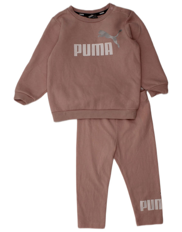 Puma Baby Girls Grafisk hel træningsdragt 9-12 måneder Pink Bomuld