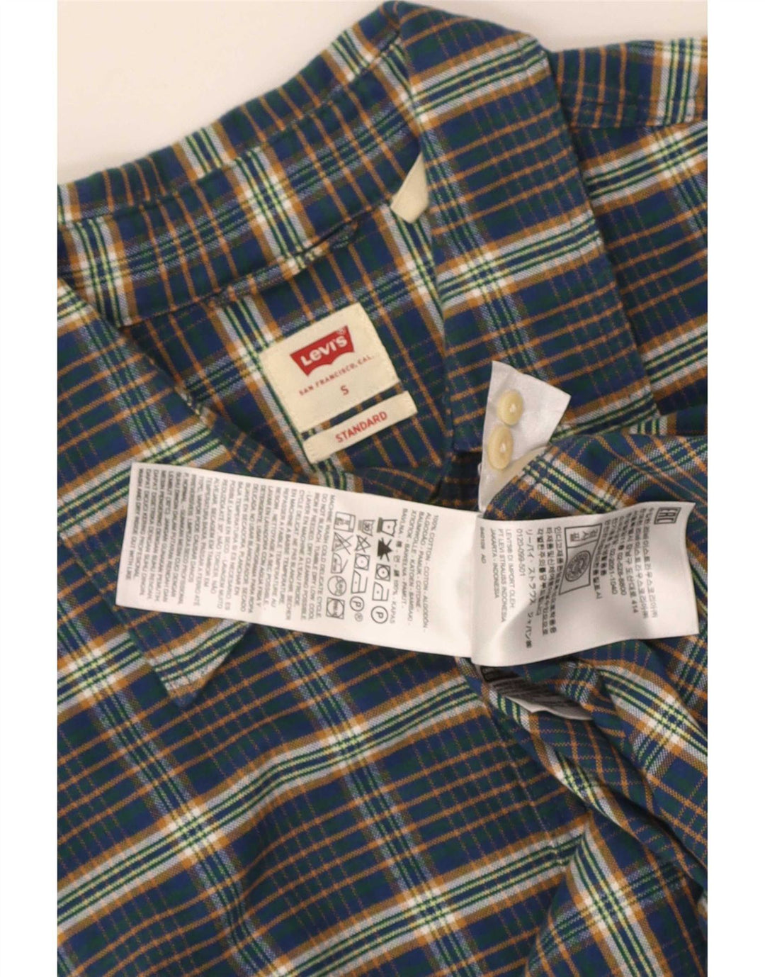 Levi's Standard-skjorte til mænd, lille marineblå ternet bomuld