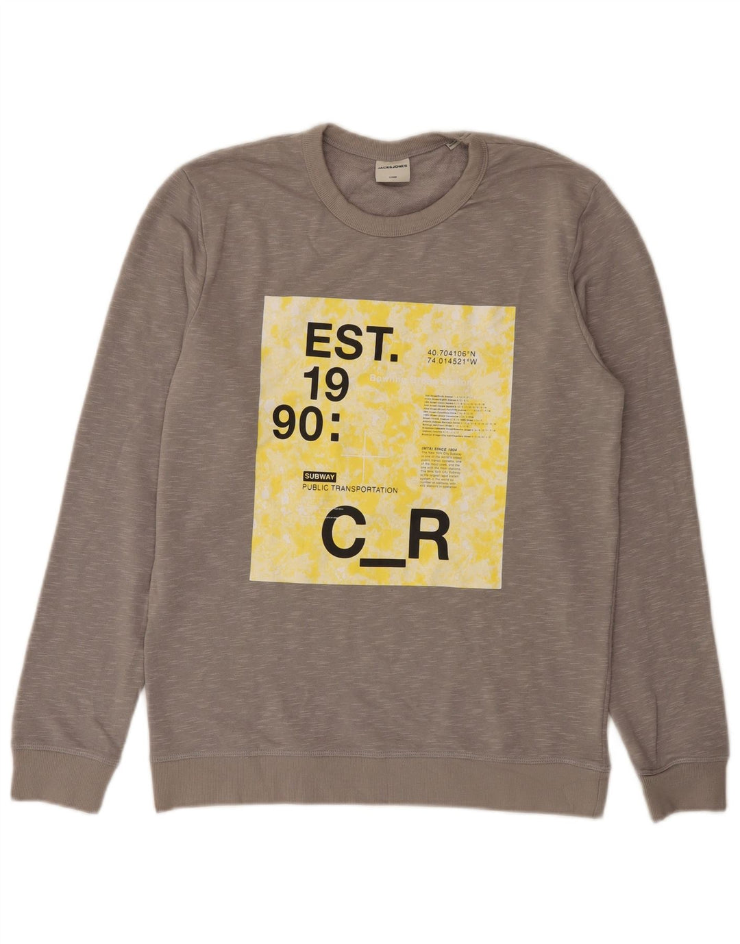 Jack & Jones Herre grafisk sweatshirt Jumper Medium Grey Flecked