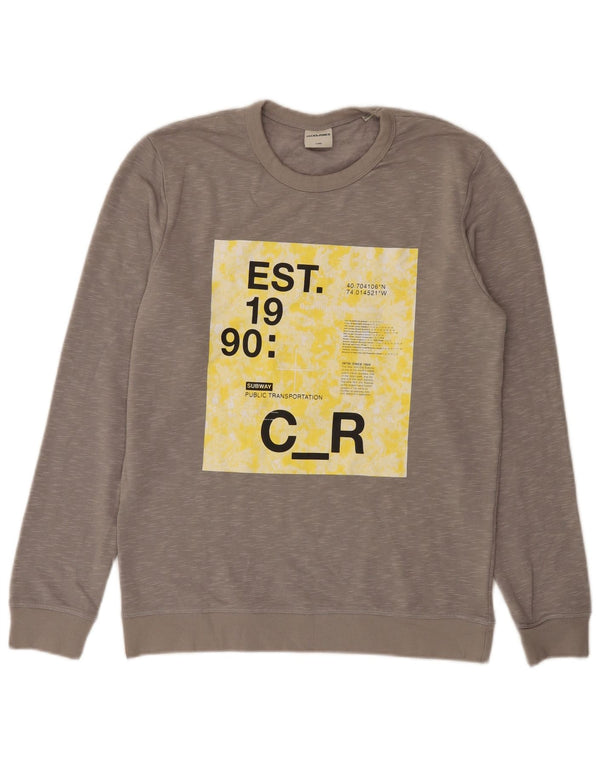 Jack & Jones Herre grafisk sweatshirt Jumper Medium Grey Flecked