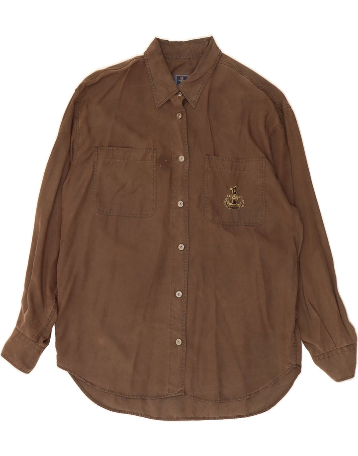 TRUSSARDI JEANS Womens Oversized Shirt UK 18 XL Brown Vintage Trussardi Jeans and Second-Hand Trussardi Jeans from Messina Hembry 