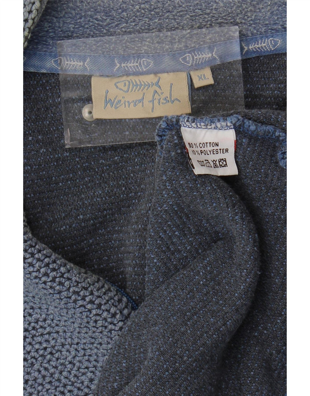 Weird Fish Herre Zip Neck Sweatshirt Jumper XL Blå Bomuld