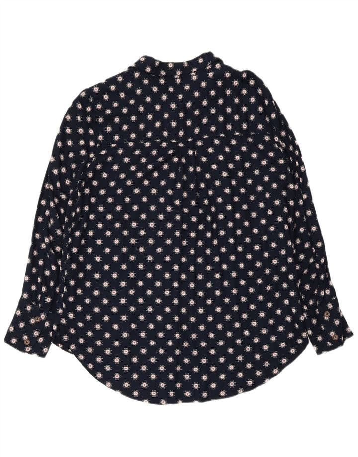 Marks & Spencer Dameskjortebluse UK 12 Medium Navy Blue Floral Viscose