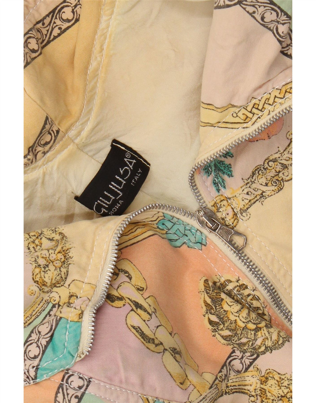 Vintage Kvinders Crop Bomber Jacket UK 12 Medium Flerfarvet Blomsterbomuld