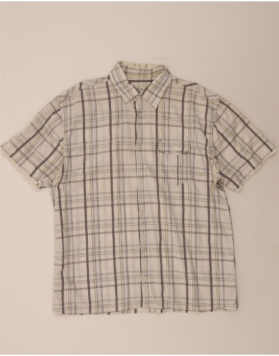 TOM TAILOR Mens Short Sleeve Shirt 2XL White Check Cotton Vintage Tom Tailor and Second-Hand Tom Tailor from Messina Hembry 