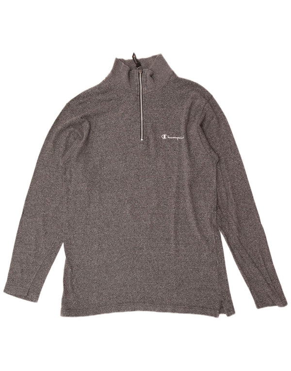 Champion Herre lynlåshals Top Langærmet Medium Grey Flecked Bomuld