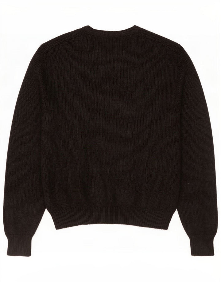 Vintage kvinders abstrakt mønster cardigan sweater UK 16 Large Black