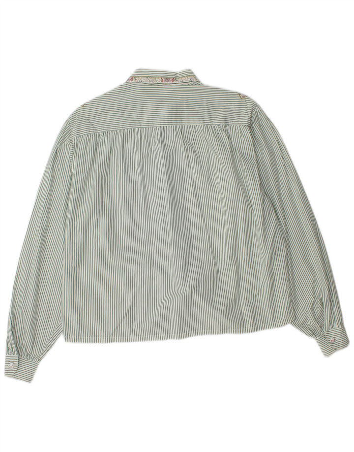 VINTAGE Dameskjorte UK 18 XL Grøn nålestribe