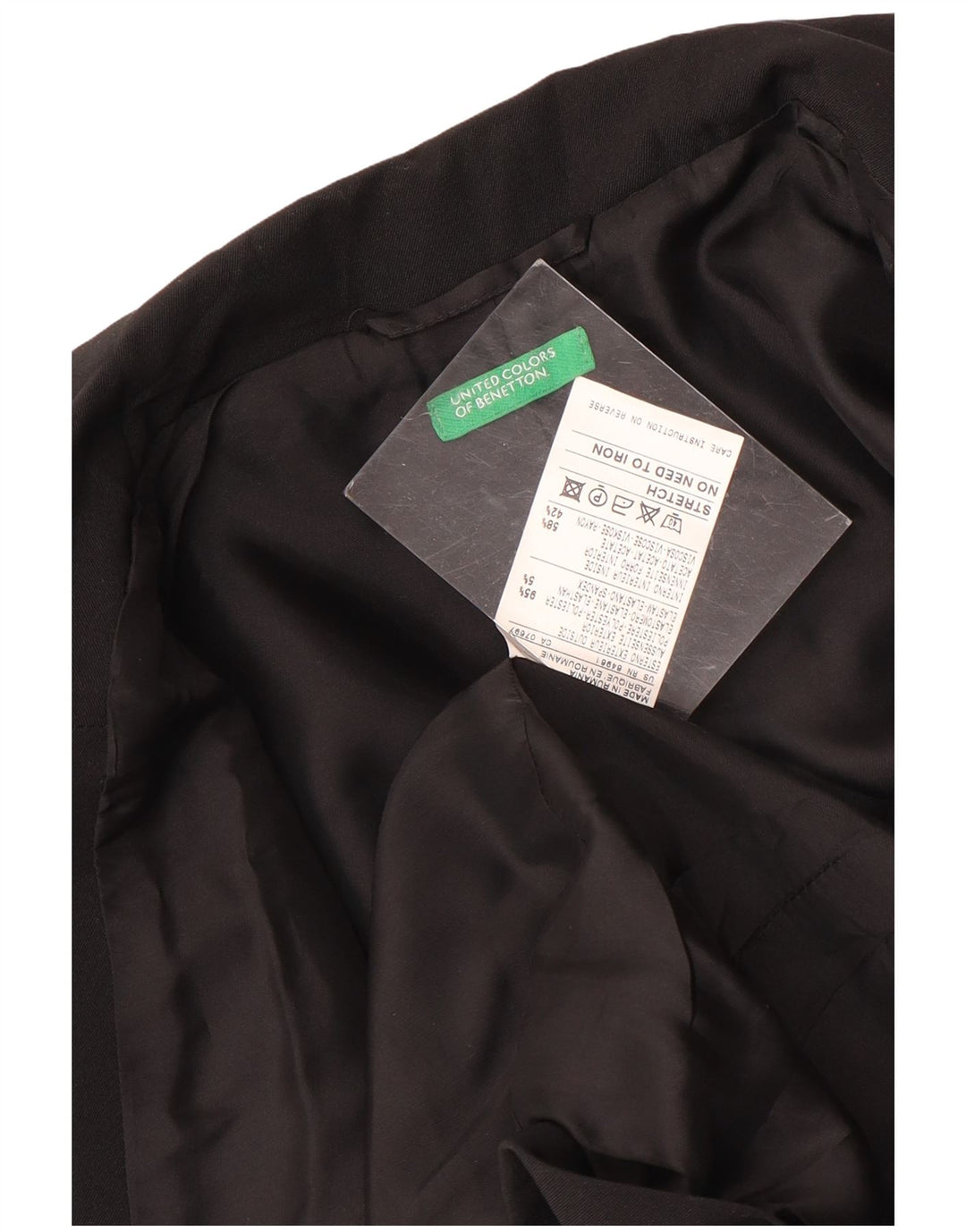 BENETTON Dame 3-knaps blazerjakke IT 44 Medium Sort Polyester