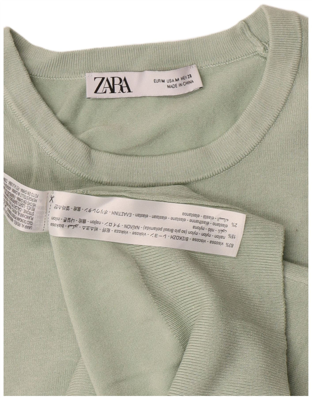 Zara Dame sweater med rund hals DK 12 Medium Grøn viskose