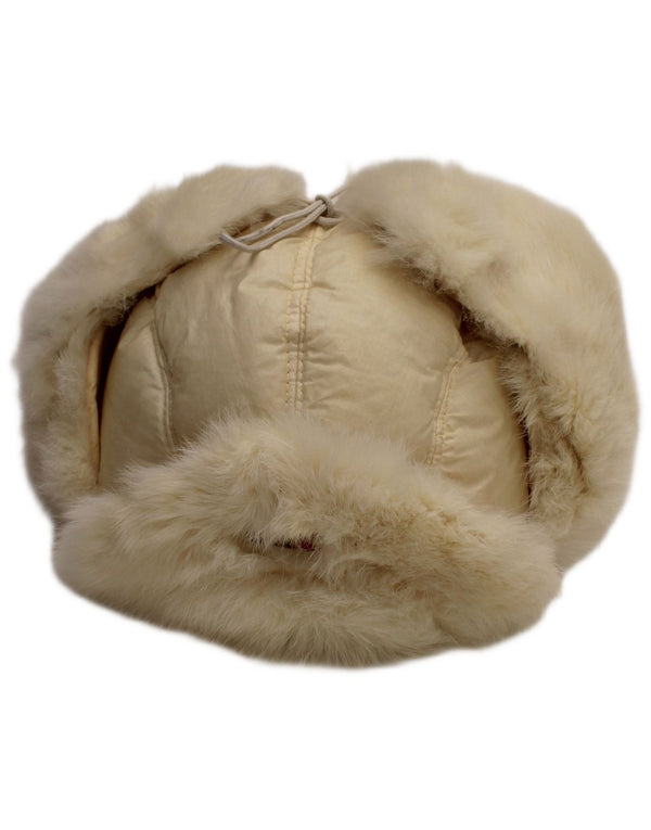Vintage Dame imiteret Pels Øreklap Trapper Hat XL Off White