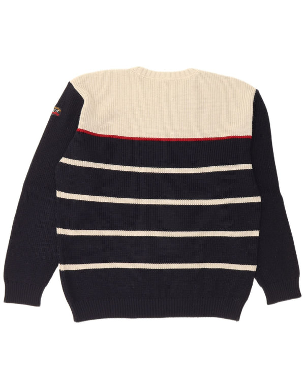 Paul & Shark Herre rund hals sweater XL marineblå stribet merinould