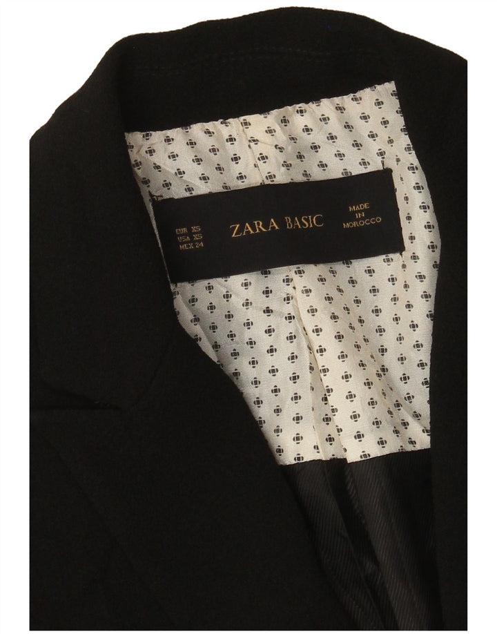 Zara Dame 1 Knap Blazer Jacket UK 6 XS Sort