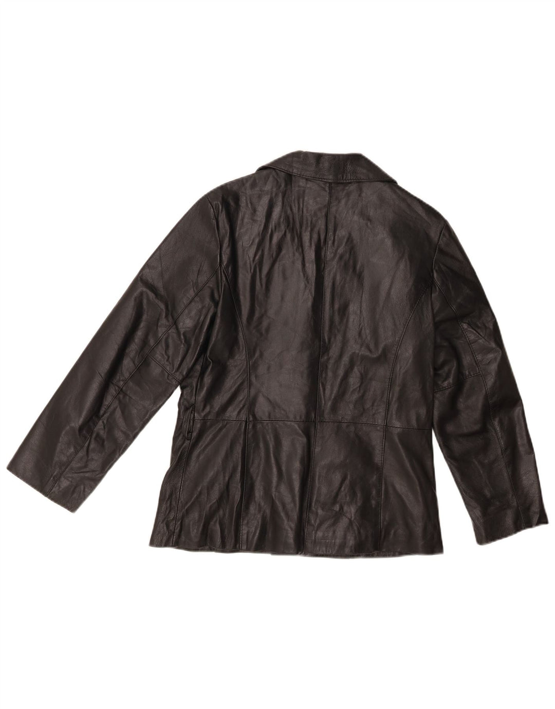 VINTAGE Womens Leather Jacket IT 46 Large Black Leather