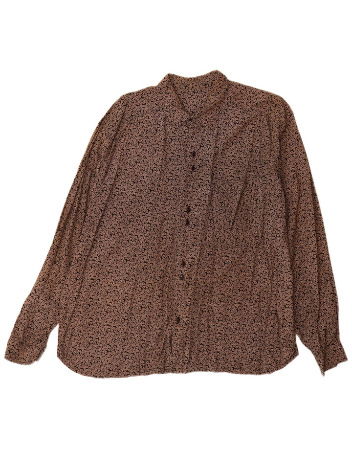 VINTAGE Mens Shirt XL Brown Floral