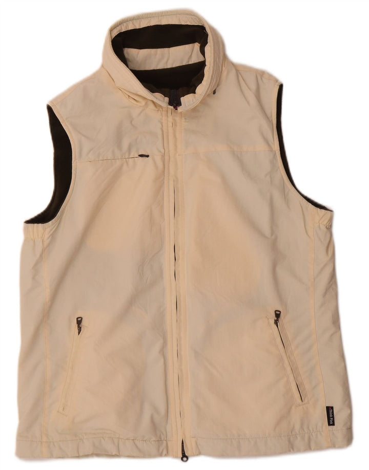 Tænk Pink Womens Oversized Reversible Gilet IT 40 Small Beige Polyamid