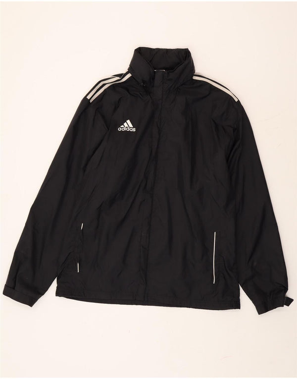 Adidas Mens Hooded Rain Jacket UK 48/50 XL Black Nylon