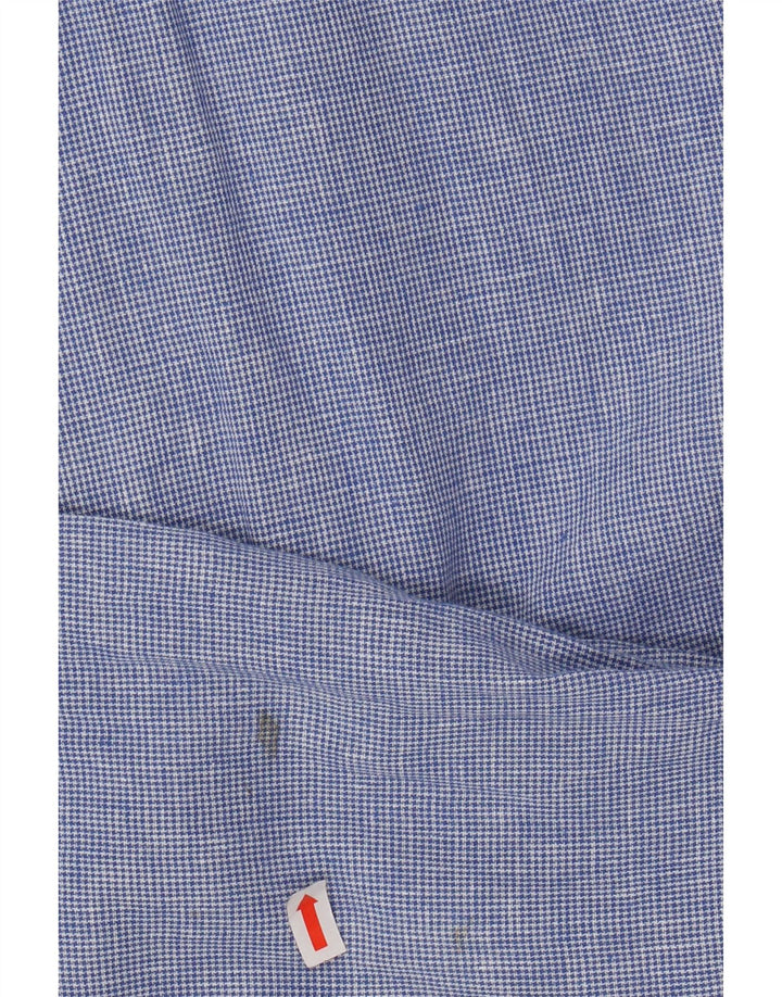 VINTAGE Herre Regular Fit skjorte 3XL Blå Houndstooth Linned