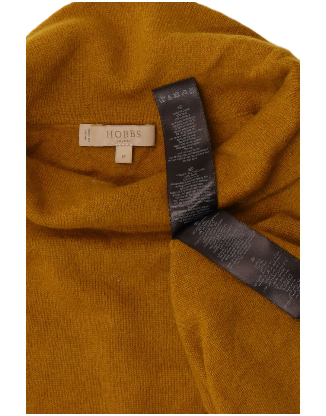 Hobbs Dame Crop Roll Neck Jumper Sweater UK 14 Medium Yellow Wool