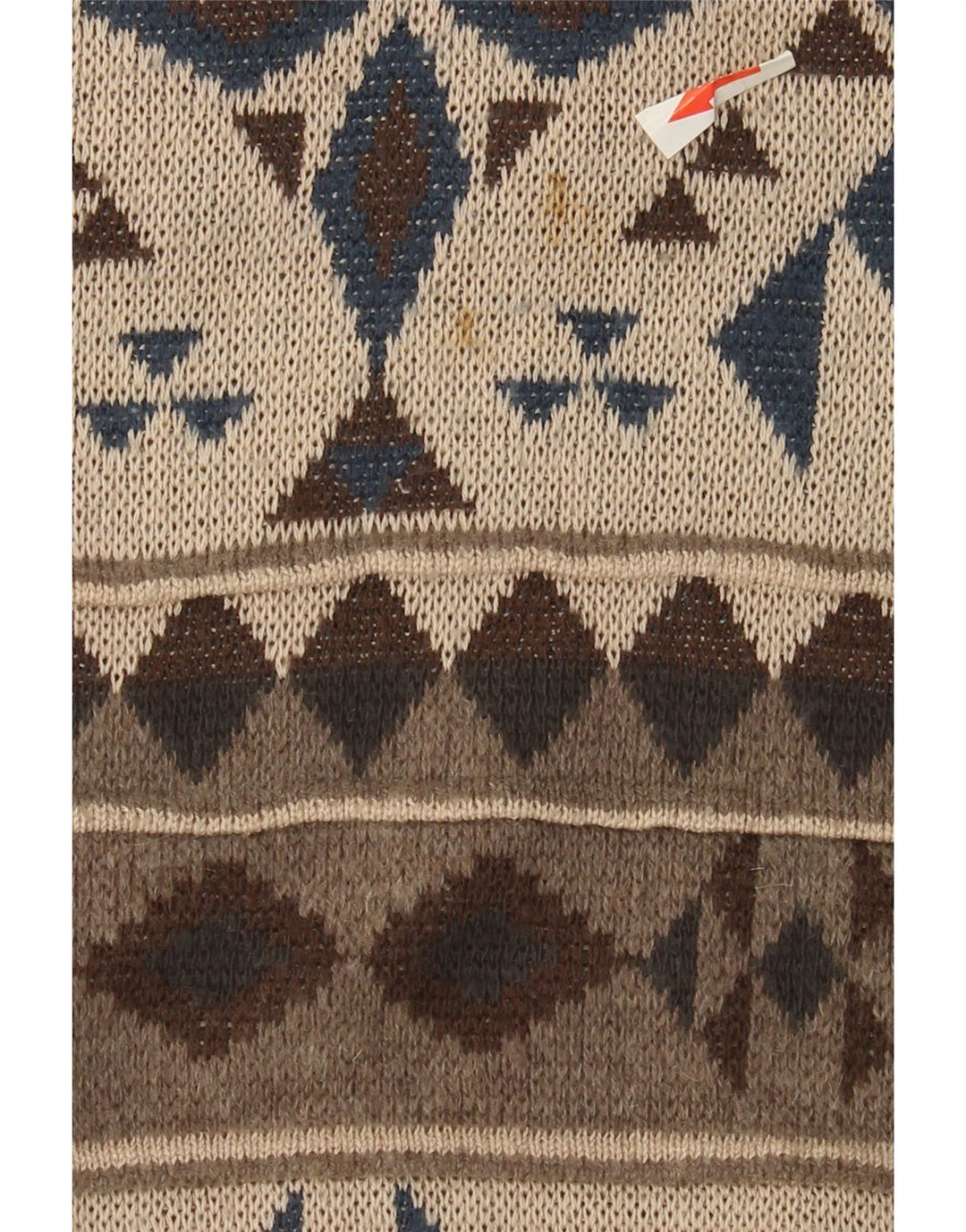 Vintage herre rund hals sweater stor beige geometrisk