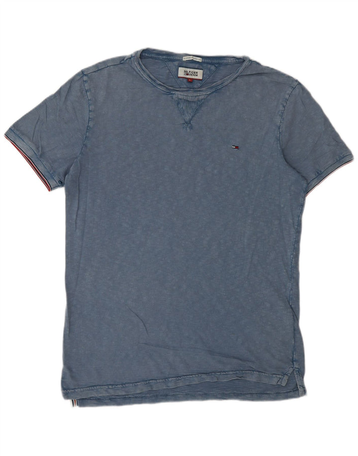Tommy Hilfiger Herre T-Shirt Top Stor Blå Bomuld