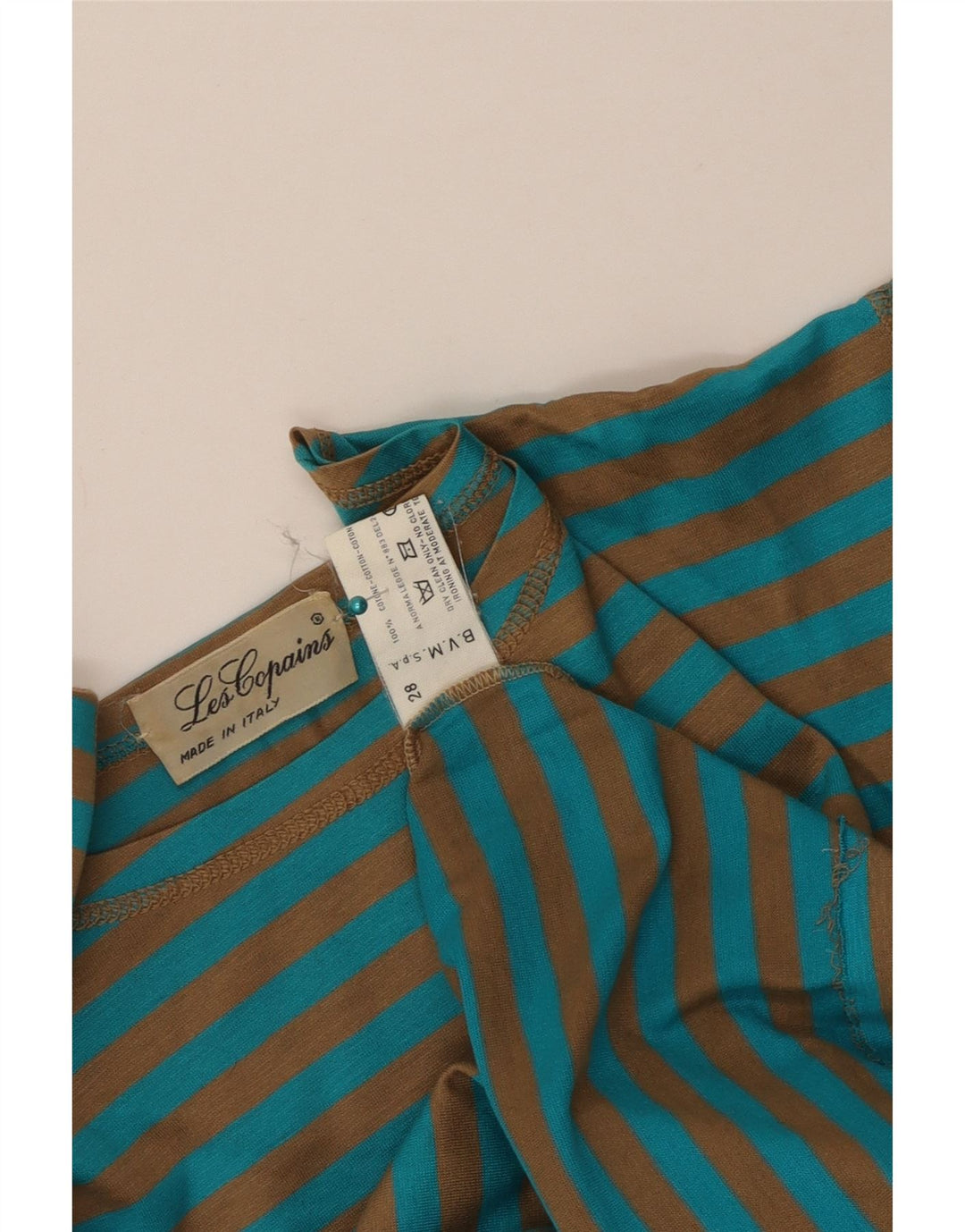 Les Copains Dame Top 3/4 ærmer UK 14 Medium Blue Pinstripe Bomuld