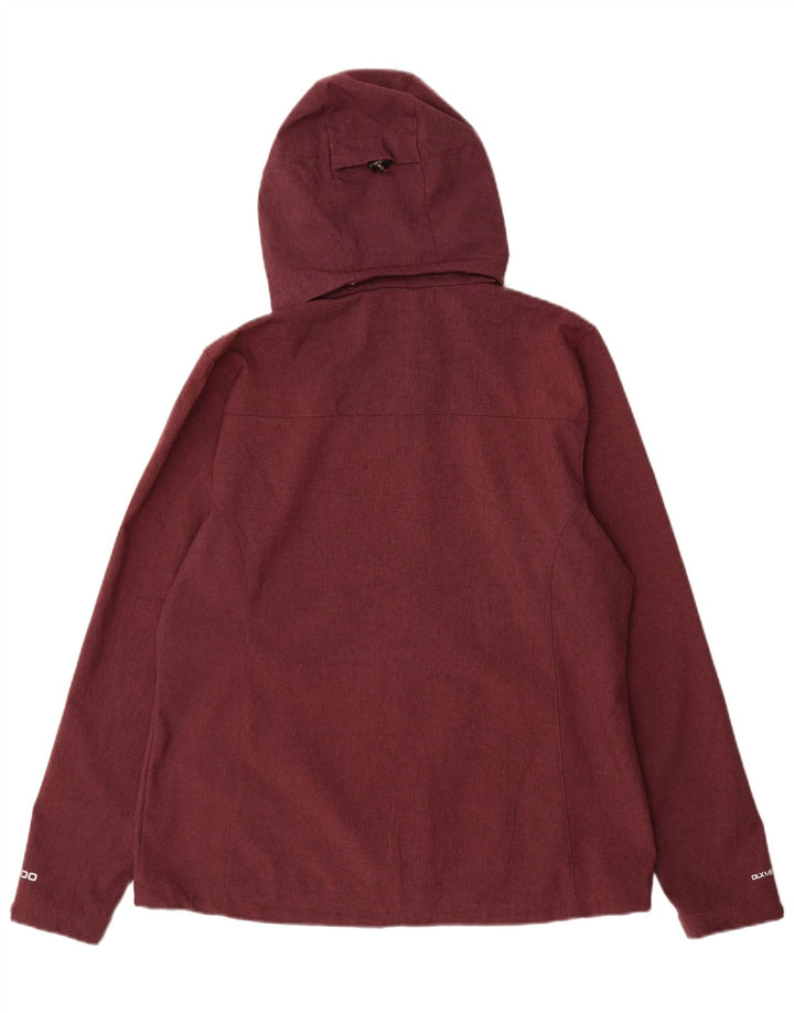 Vintage vindjakkejakke med hætte til kvinder UK 16 Large Burgundy Polyester