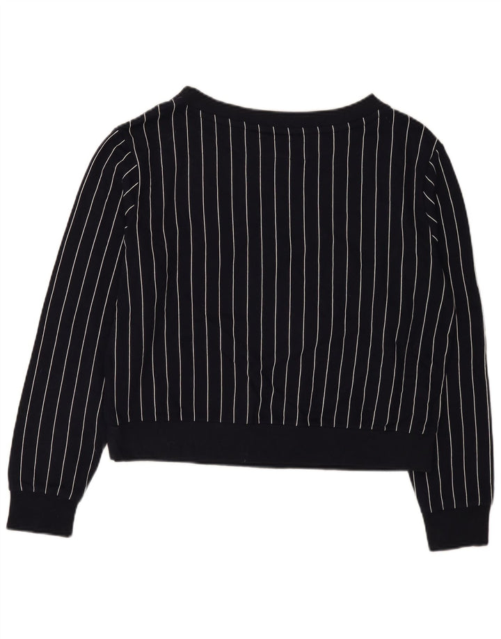 Benetton Dame Grafisk Sweatshirt Jumper UK 14 Mellem marineblå stribet