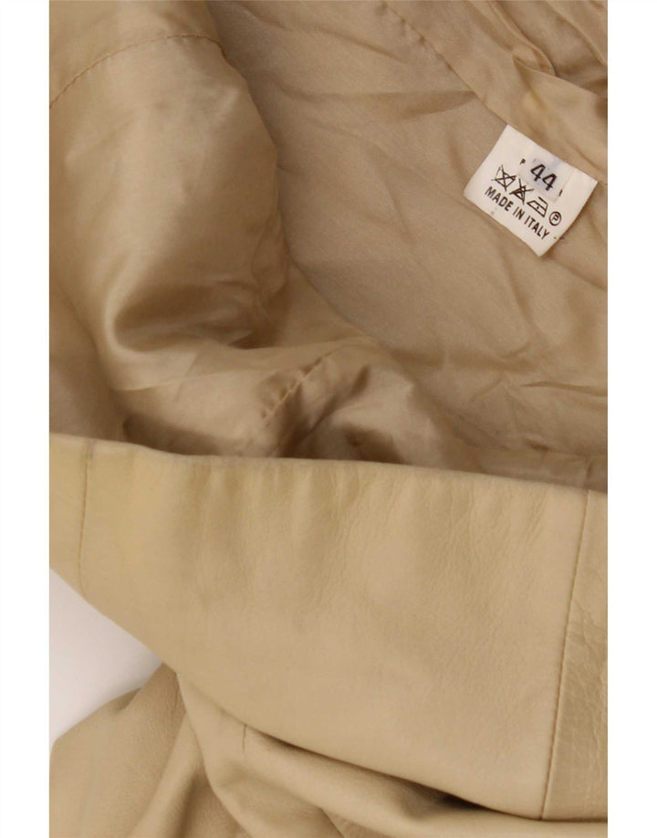 Vintage dame 3-knaps læder blazerjakke IT 44 medium beige læder