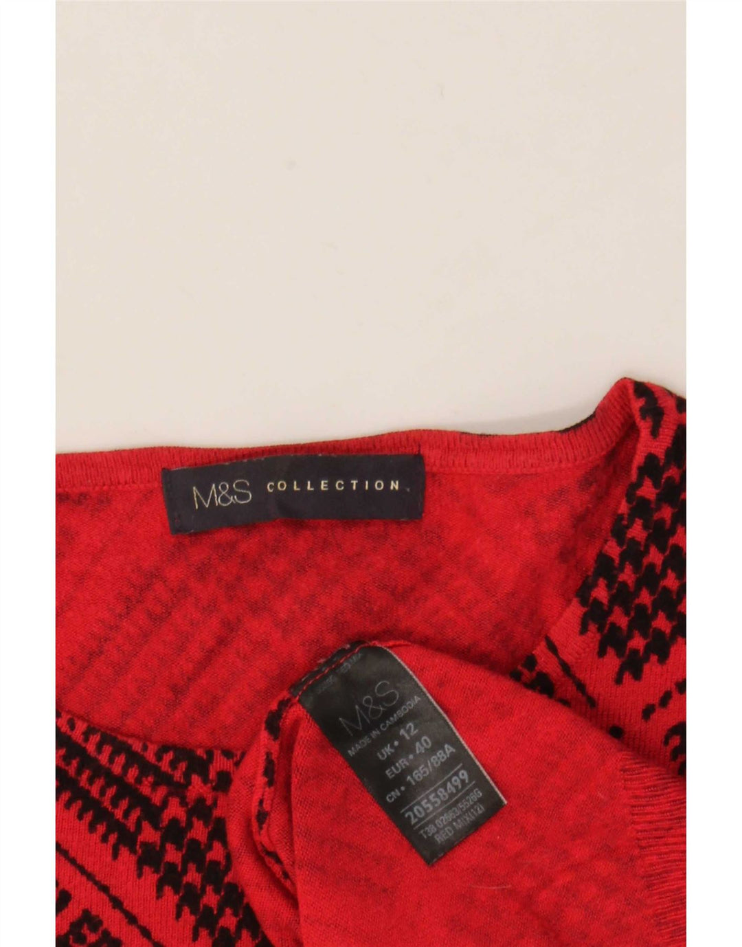 Marks & Spencer Dame Boat Neck Jumper Sweater UK 12 Medium Red
