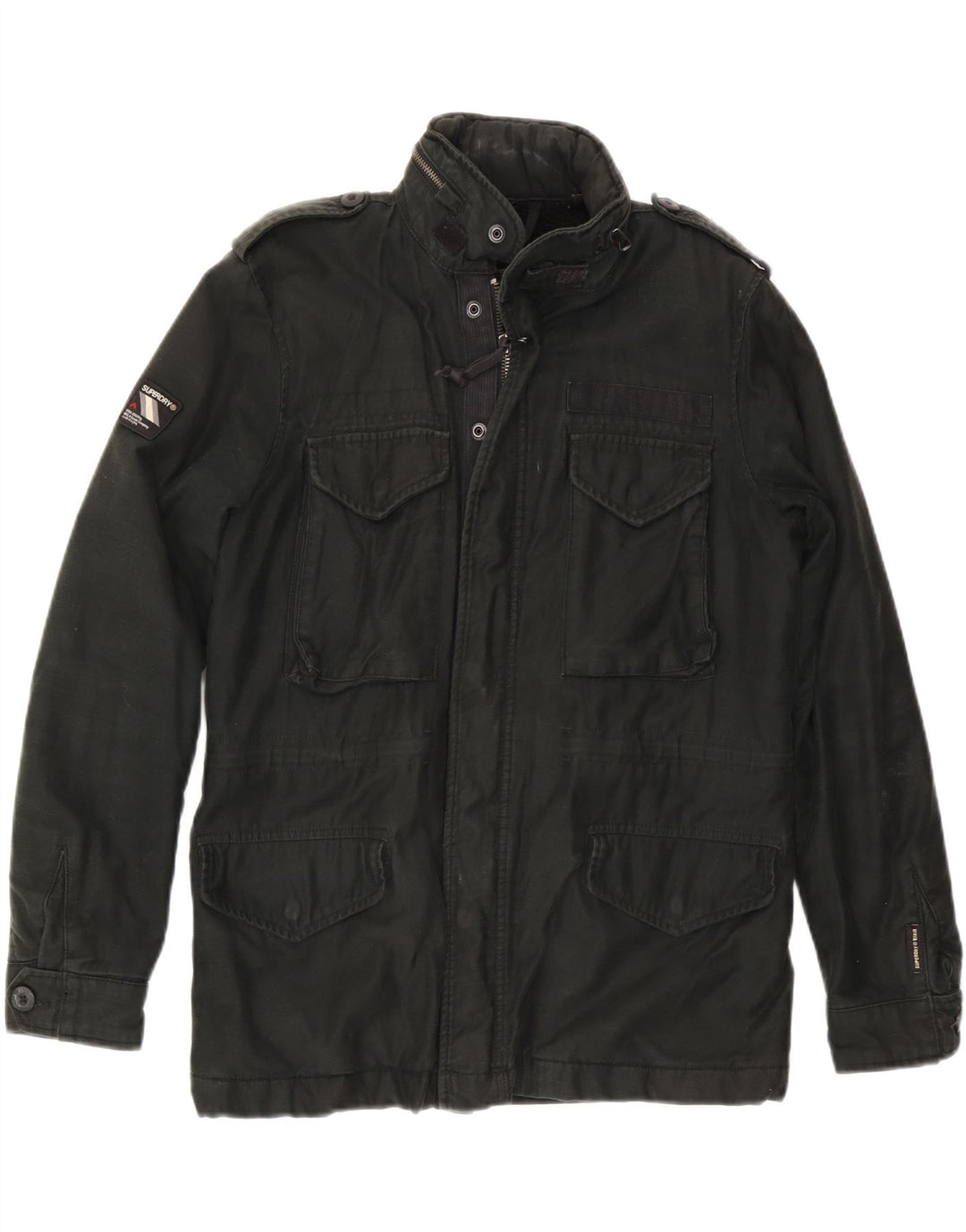 Superdry Militærjakke med hætte til mænd UK 36 Small Black
