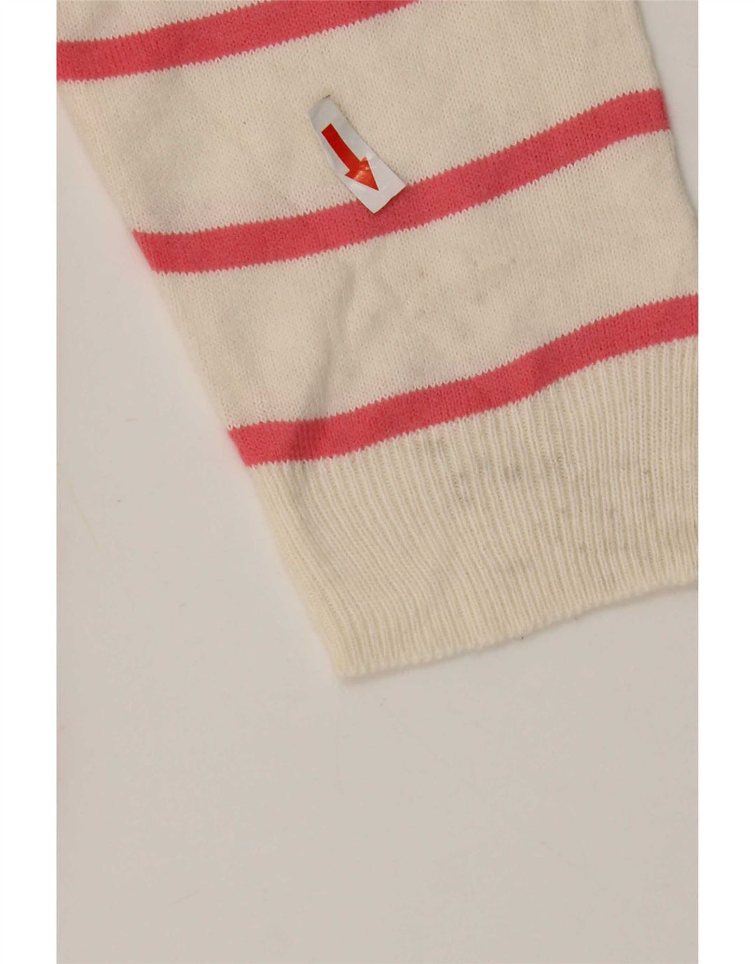 Marks & Spencer Dame V-hals sweater UK 14 Medium Pink Stribet